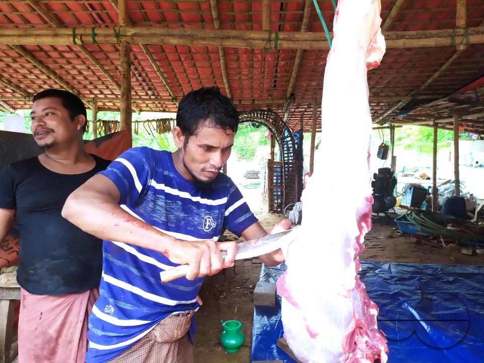Meat stalls outside the Balukhali refugee camp