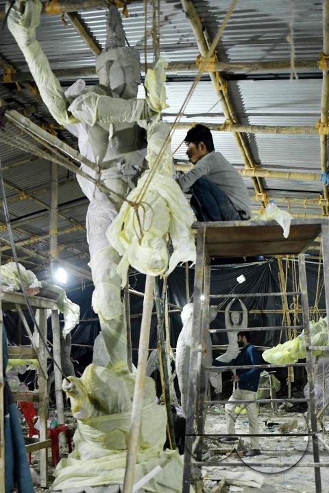 Sculptures at a Sculpture Workshop (for Varanasi) organised by Ministry of Railway (Govt of India) and the Ministry of Culture (Govt of India) in Nazrul Kala Kshetra at Agartala