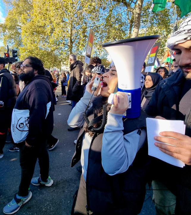 Over 300,000 Pro-Palestinians marched from Hyde Park to the USA embassy in London, on the afternoon of 11th November 2023, protesting against the war and urging an immediateÂ ceasefire