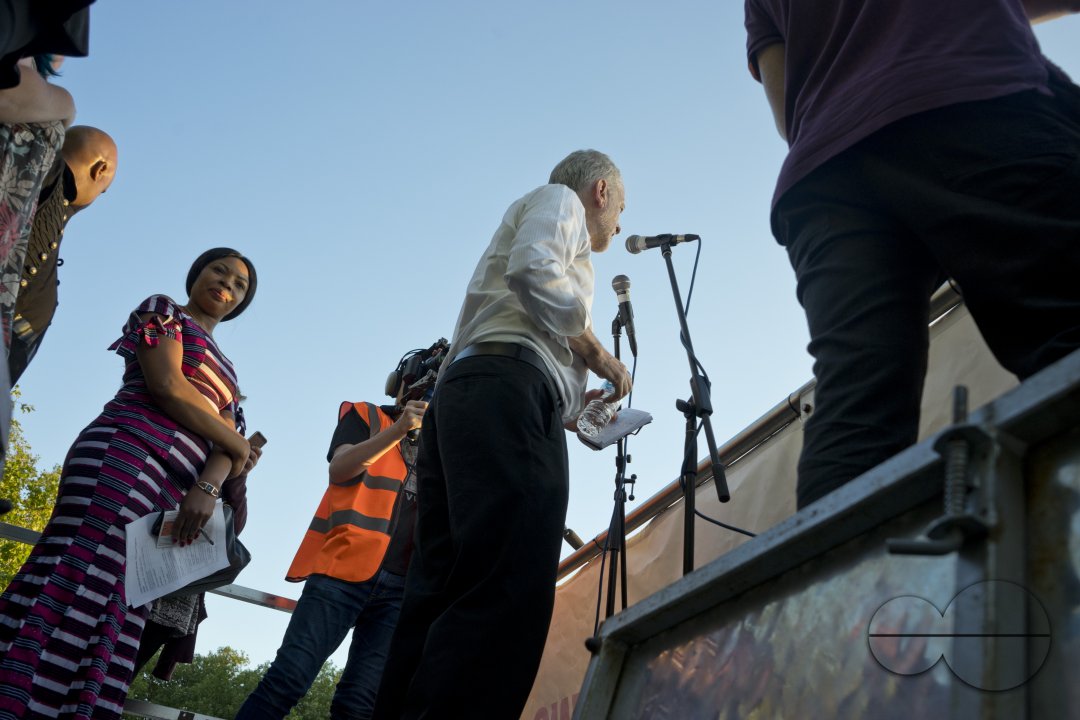 London,UK.15th August 2016.Jeremy Corbyn at rally for ethnic minorities at Highbury Fields, London.