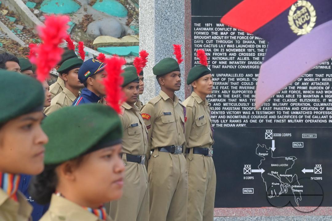 NCC cadets are seen celebrating the 76th NCC Day in the presence of the Governor of Tripura, N