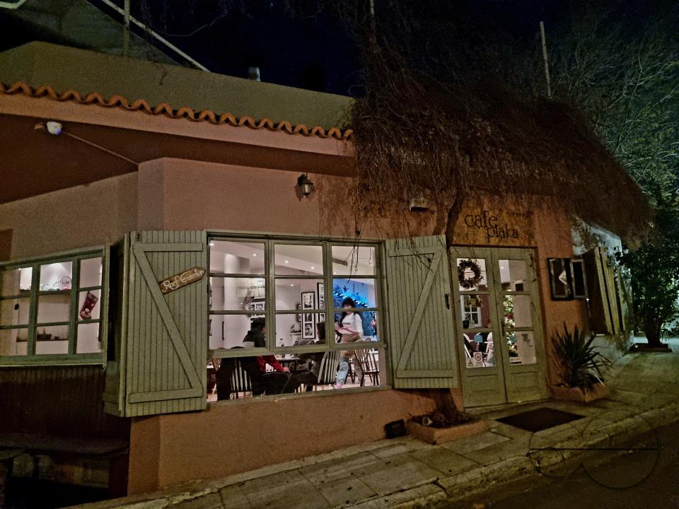 Late night customers at a restaurant in an old part of Athens