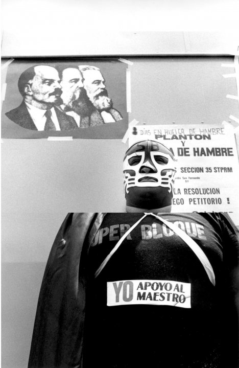 MEXICO 'SUPERBARRIO', A GRASSROOT ACTIVIST AT A DEMONSTRATION, MEXICO CITY, 1992