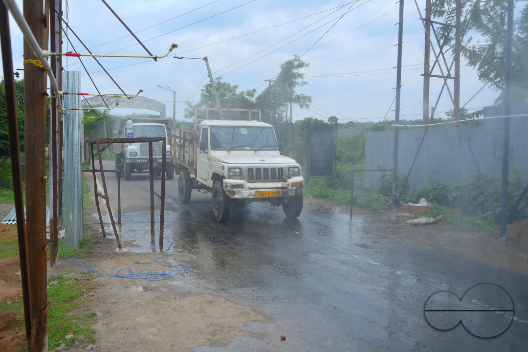 Vehicle are passing through a giant sanitization