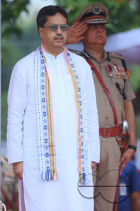 Tripura Chief Minister Manik Saha at the 77th Independence Day function at the Assam Rifles ground in Agartala