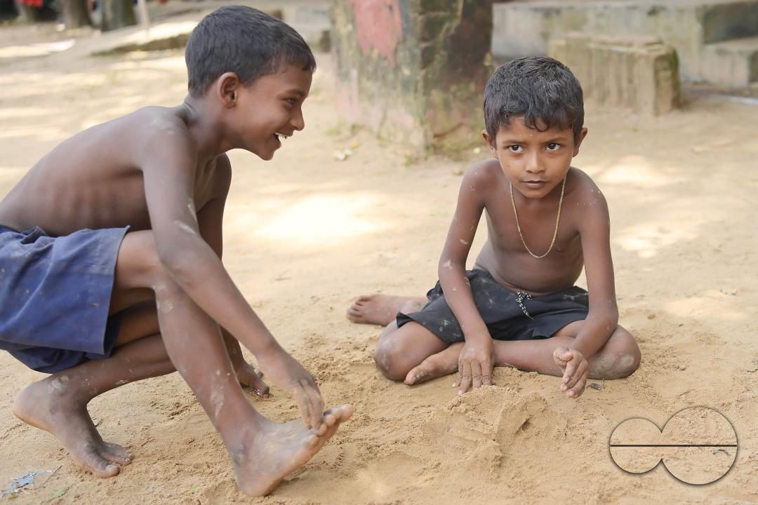 Children are playing in a temporary relief camp at Pratapgarh English Medium School in Agartala