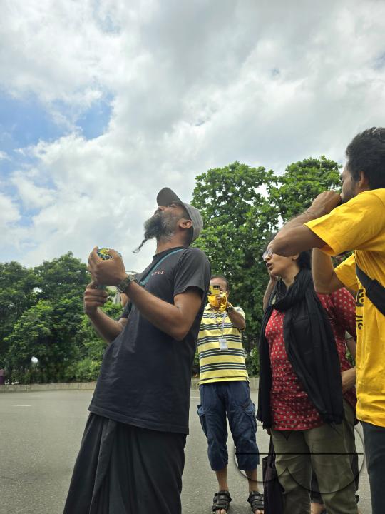 Demonstrators outside the parliament in Dhaka, protesting the shooting of one student by the police during their rally
