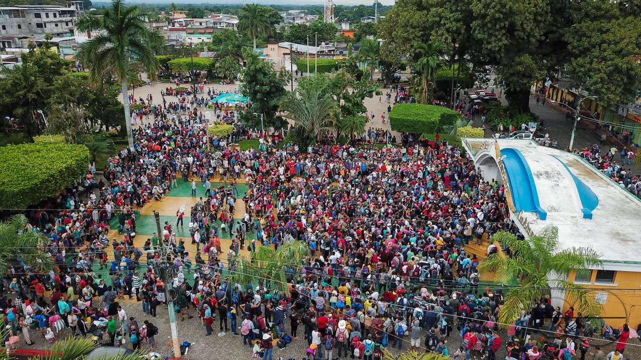 Migrant Caravan from Honduras from Above