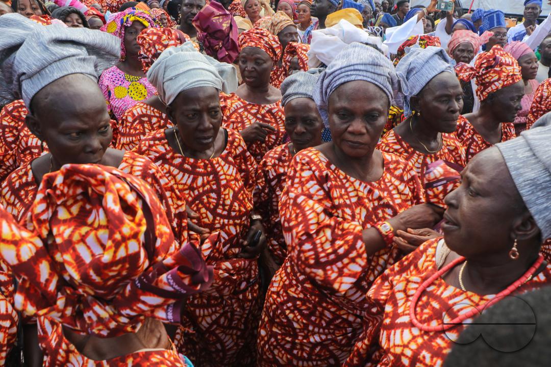 People gather to observe the Olojo Festival celebration at Ile-Ife, in Osun state