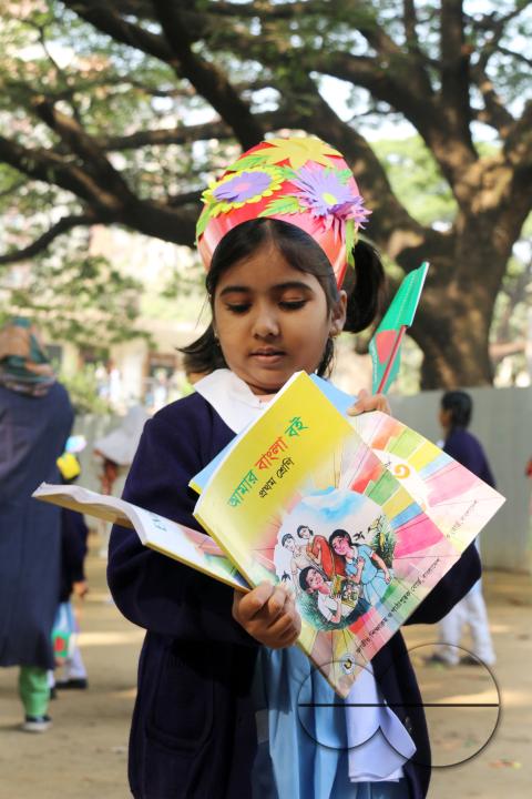 A Bangladeshi child starting her education