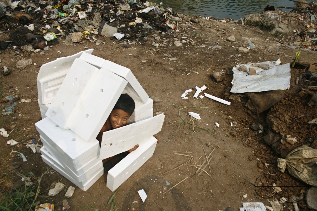 Street children in unhygienic environment
