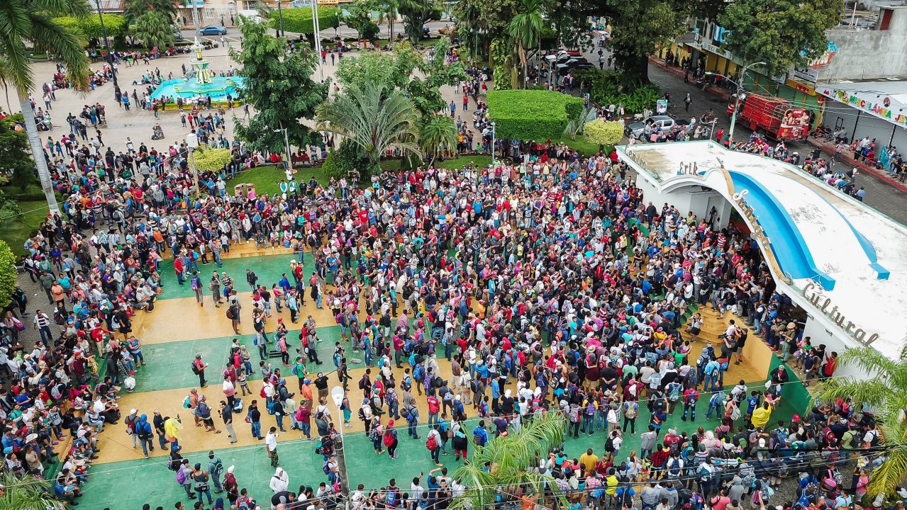 Migrant Caravan from Honduras from Above