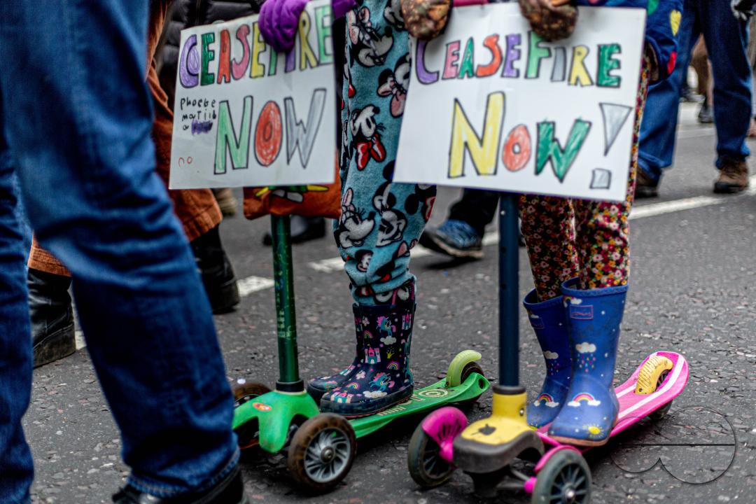 A global day of protests drew thousands of people including Children, who made their way through central London for a pro-Palestinian march, part of a global day of action against the longest and deadliest war between Israel and Palestinians in 75 years
