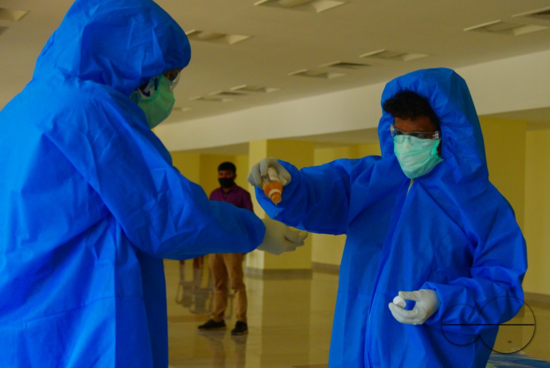 Journalists, going through under swab test