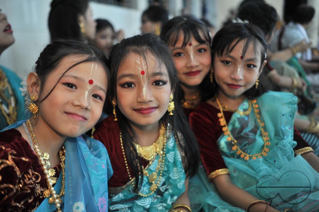 Portraits of little Manipuri girls with their traditional dresses