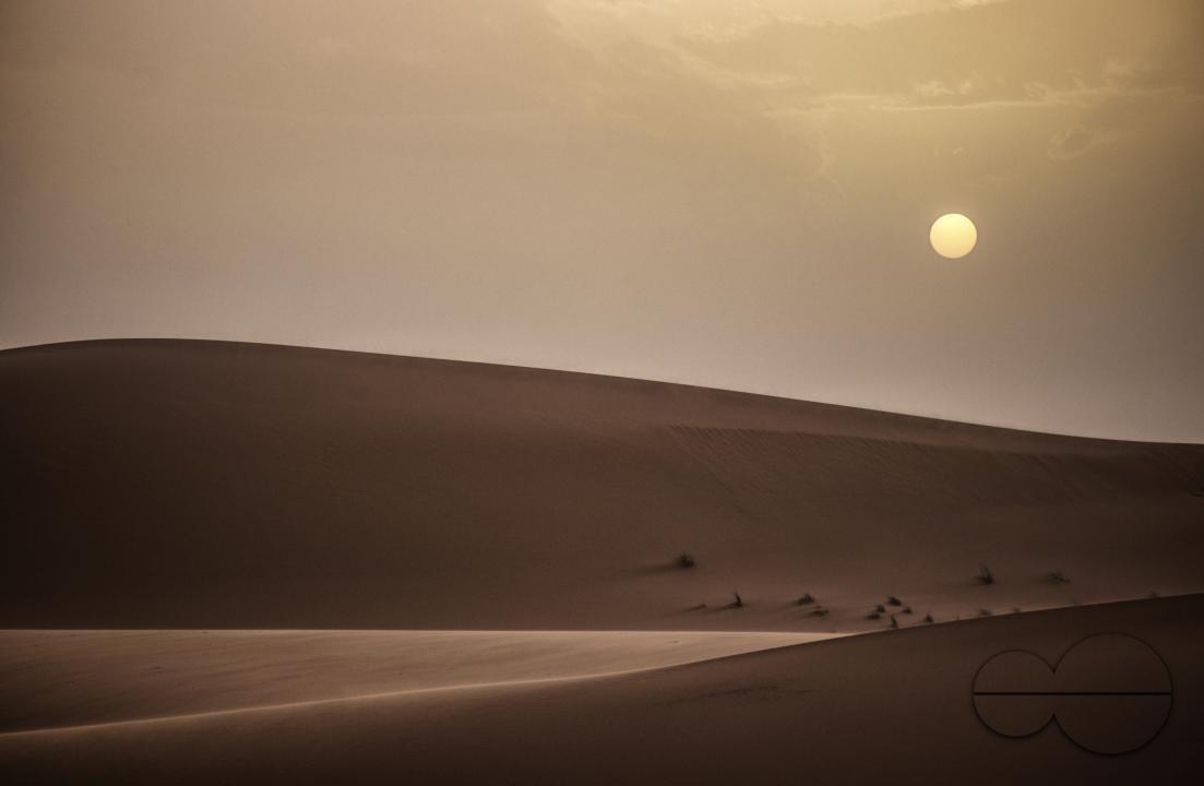 Sunset over the Sahara desert