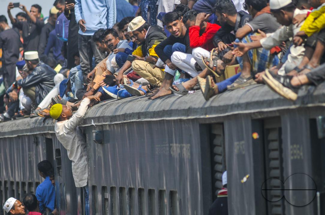 Thousands of Muslim devotees are returning home on an overcrowded train after attending the final prayer of Bishwa Ijtema 2nd phase, which is considered the world's second-largest Muslim gathering after Hajj in Mecca