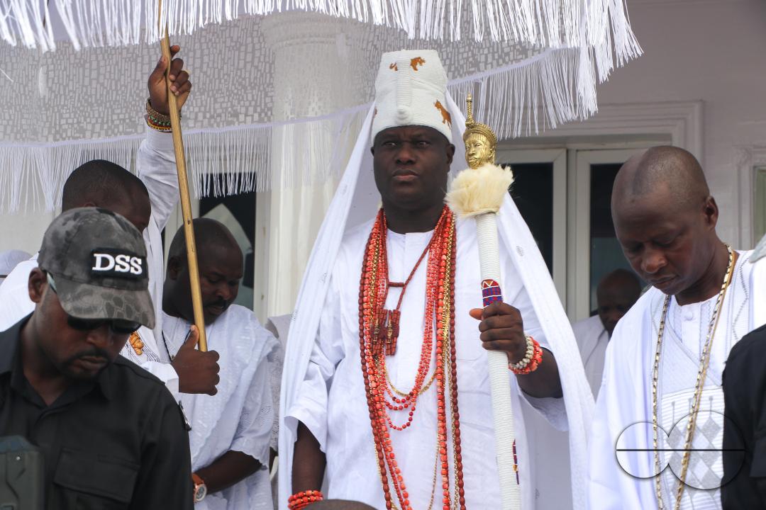 Oba Adeyeye Enitan Ogunwusi (centre) the Ooni of Ife, the traditional monarch celebrates  Olojo Festival celebration at Ile-Ife, in Osun state