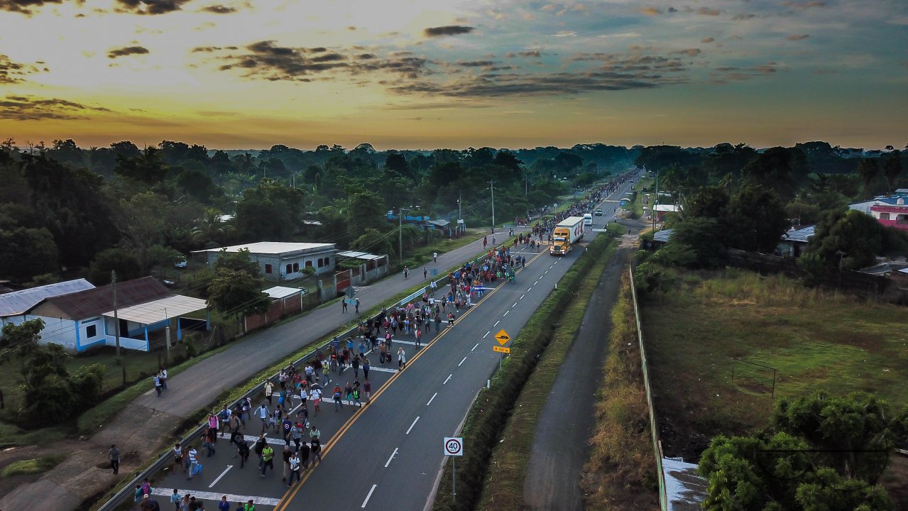 Migrant Caravan from Honduras from Above