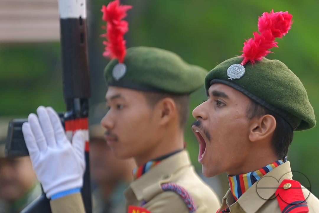 NCC cadets are seen celebrating the 76th NCC Day in the presence of the Governor of Tripura, N