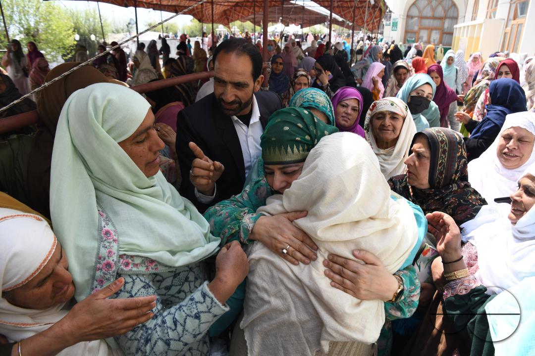 PDP President Mehbooba Mufti offers eid prayers at Hazratbal Shrine in Srinagar