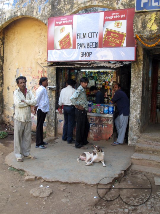 INDIA.Pan beedi shop at Film City in Mumbai.