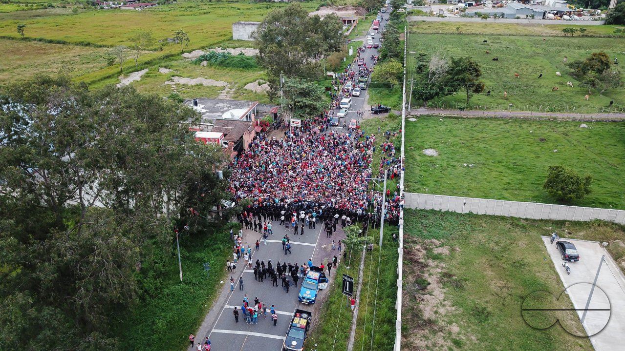 Migrant Caravan from Honduras from Above