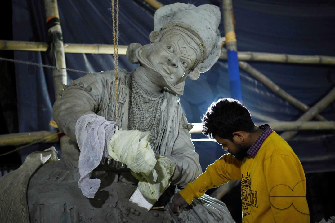 Sculptures at a Sculpture Workshop (for Varanasi) organised by Ministry of Railway (Govt of India) and the Ministry of Culture (Govt of India) in Nazrul Kala Kshetra at Agartala