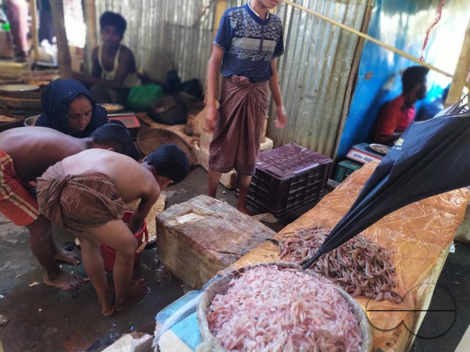 Fish stalls outside the Balukhali refugee camp