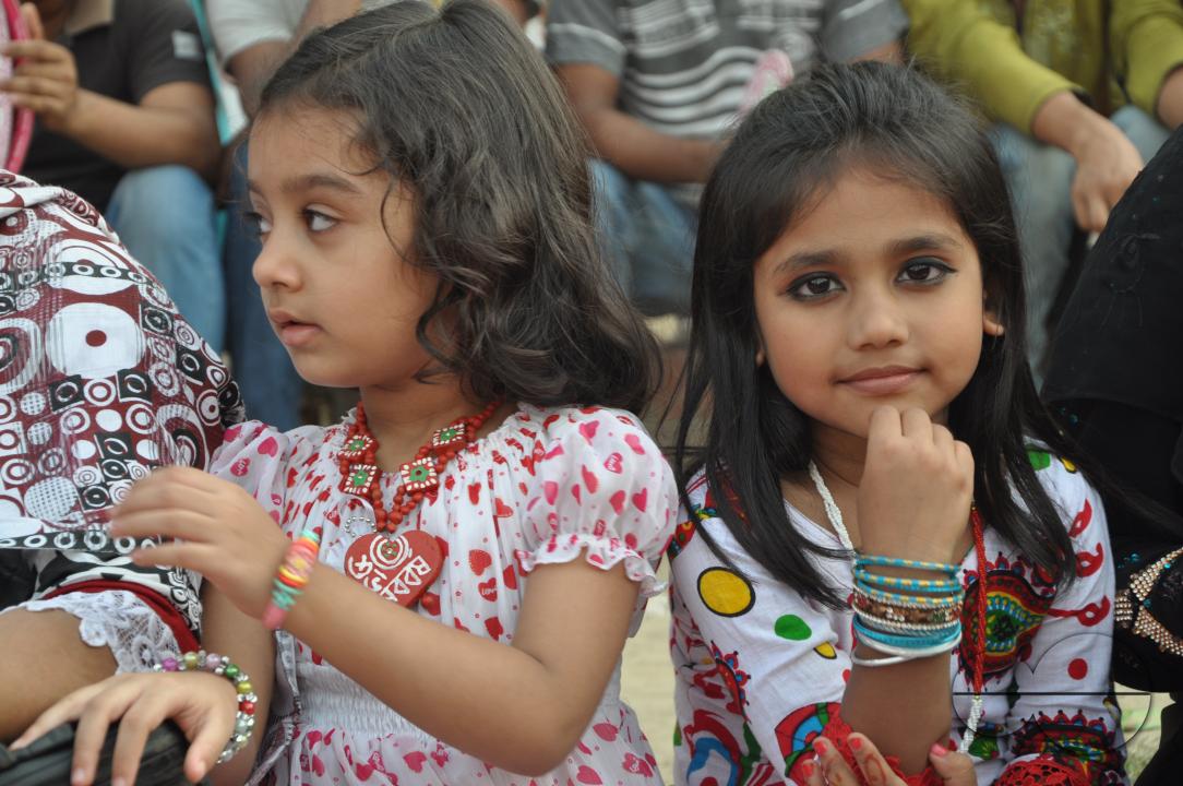 Portrait of  little girls during the New year celebrations