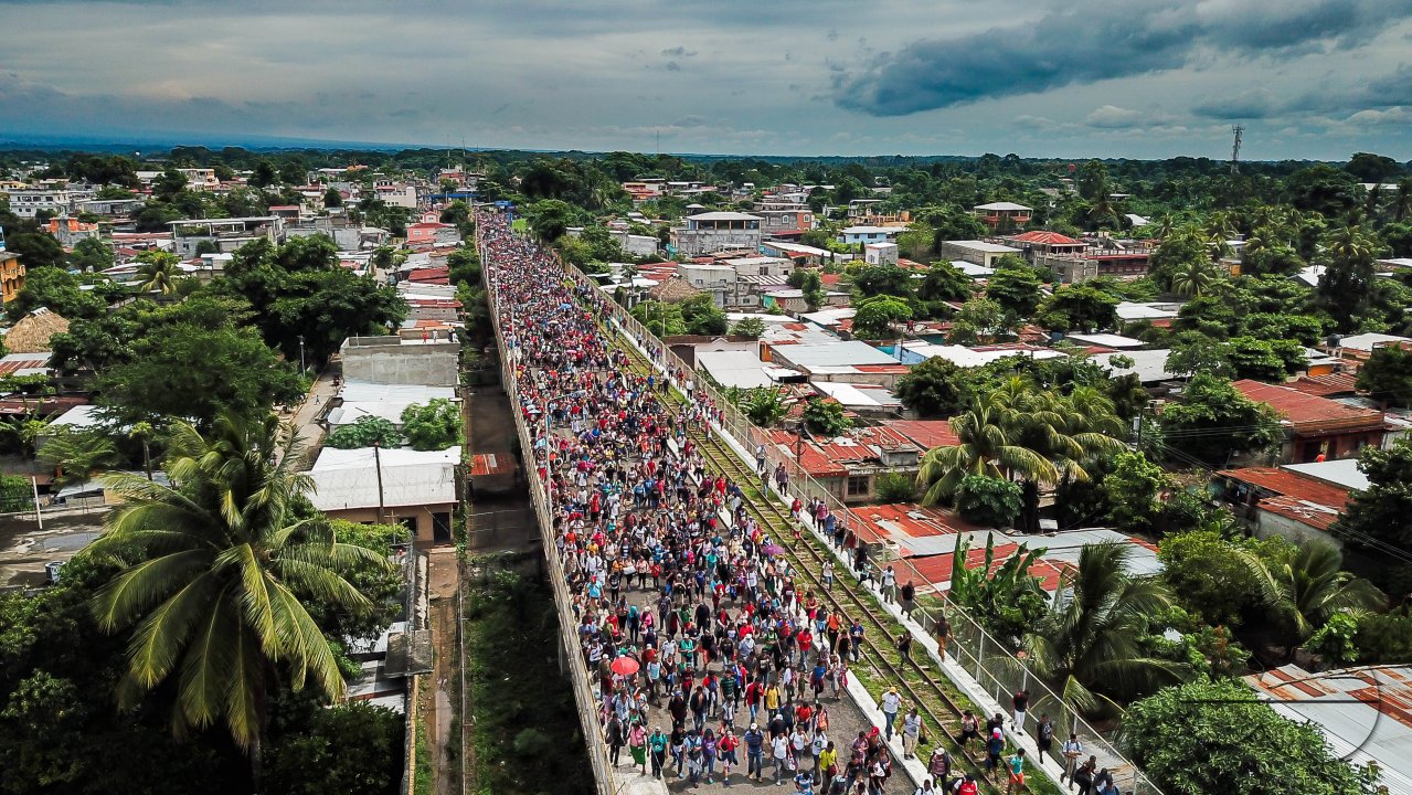 Migrant Caravan from Honduras from Above
