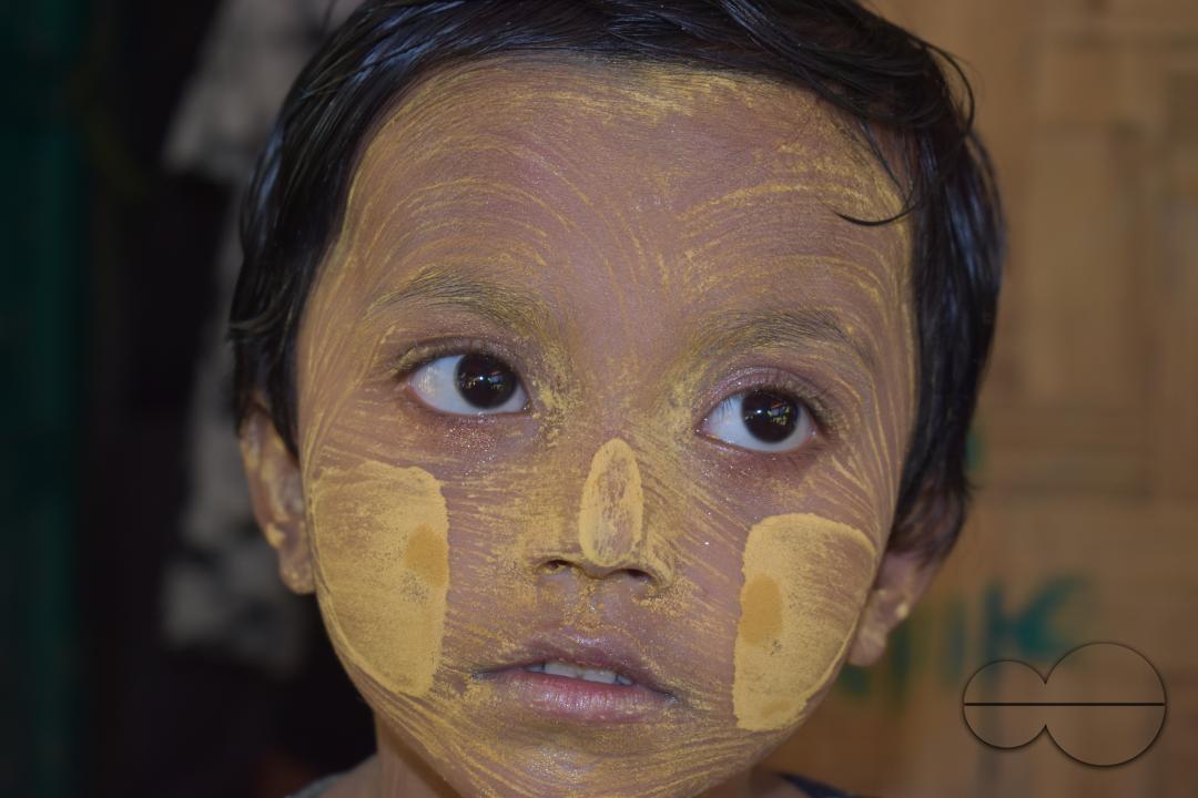 Portrait of a child dressed for a concert at the Balukhali refugee camp