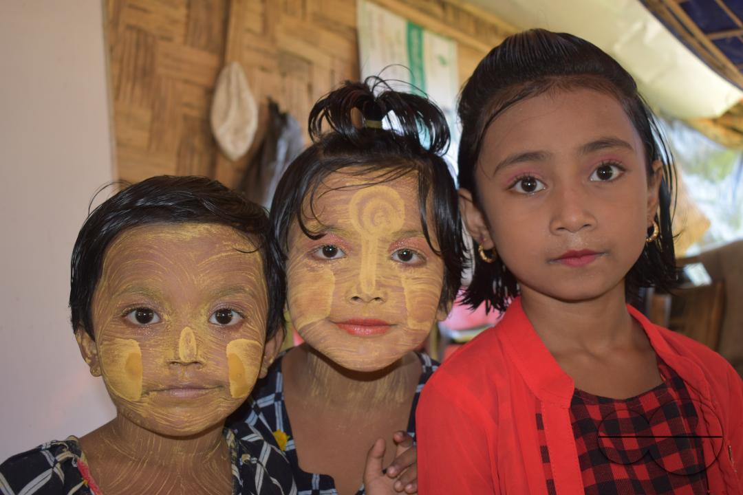 Portrait of children dressed for a concert at the Balukhali refugee camp