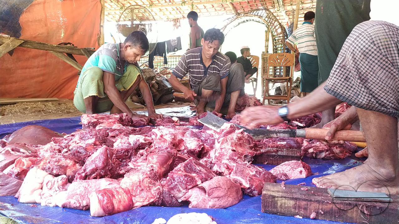 Meat stalls outside the Balukhali refugee camp