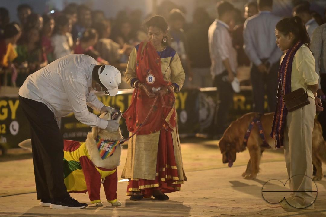 Judges are checking the dogs during the Agartala Dog Carnival-2024, organized by Tripura Veterinary Doctors Association & Pawsome (A social organisation) at Agartala