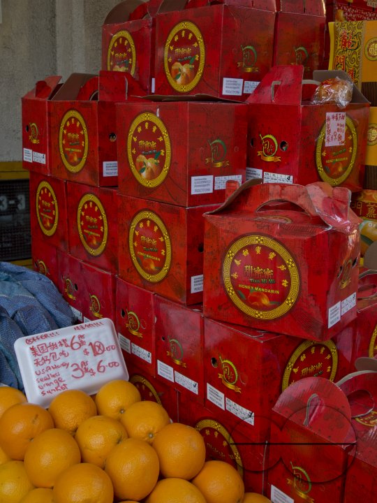 Presents packaged in shops in Chinatown on the eve of Chinese New Year in Singapore