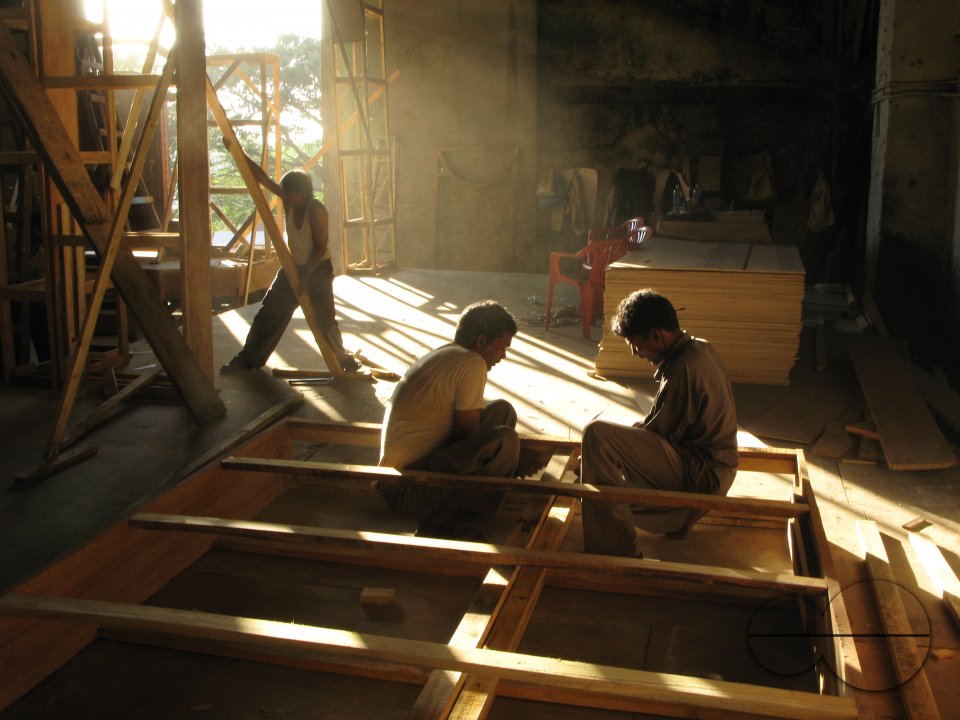 INDIA.Building a set at Film City in Mumbai.