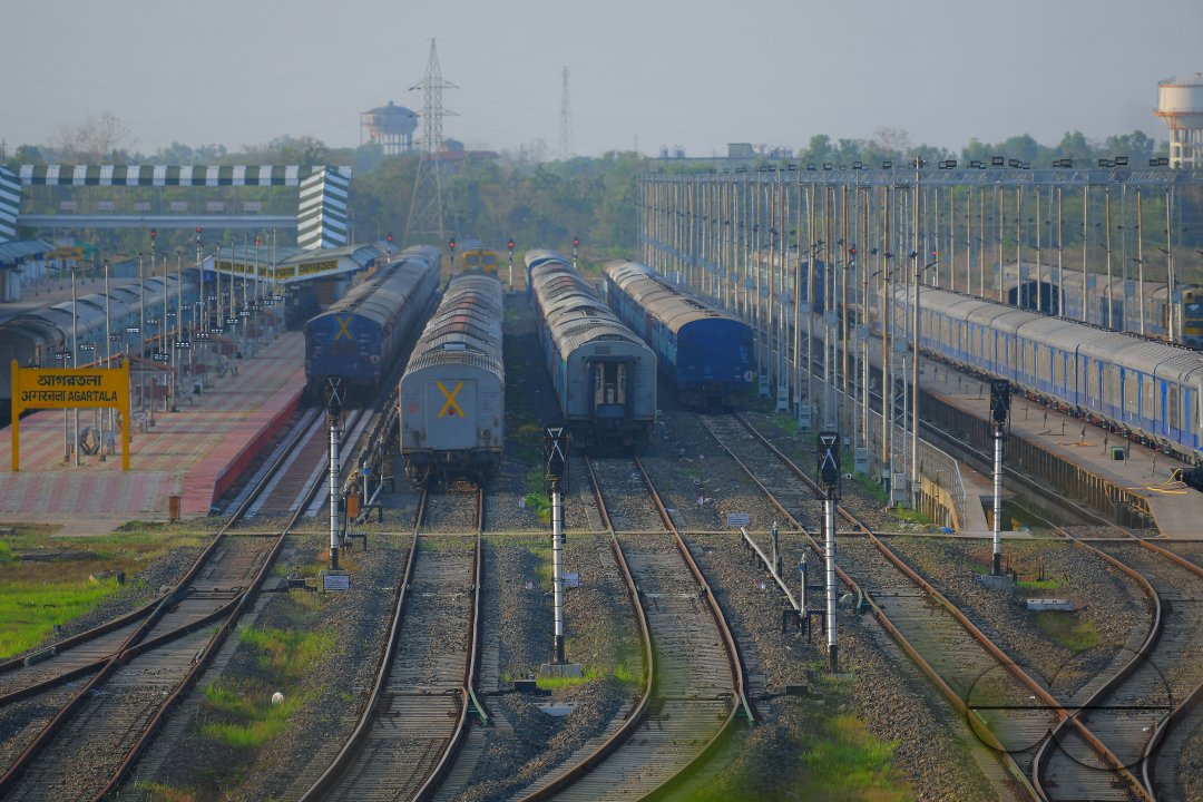 Deserted view of the railway station during lock-down