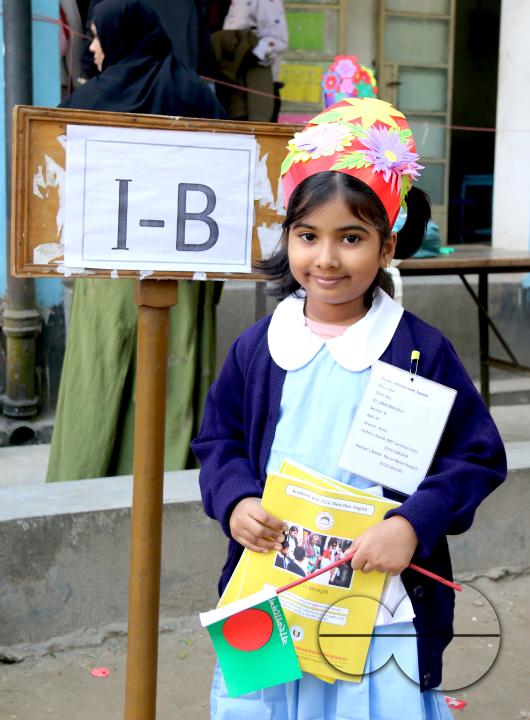 A Bangladeshi child starting her education