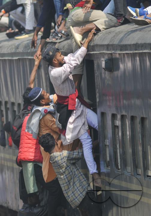 Thousands of Muslim devotees are returning home on an overcrowded train after attending the final prayer of Bishwa Ijtema 2nd phase, which is considered the world's second-largest Muslim gathering after Hajj in Mecca
