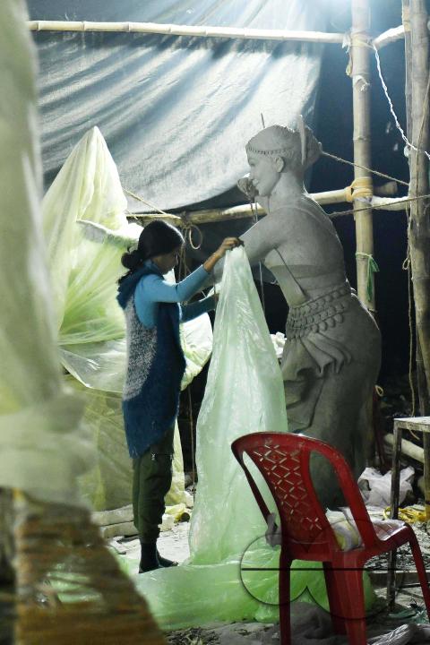 Sculptures at a Sculpture Workshop (for Varanasi) organised by Ministry of Railway (Govt of India) and the Ministry of Culture (Govt of India) in Nazrul Kala Kshetra at Agartala
