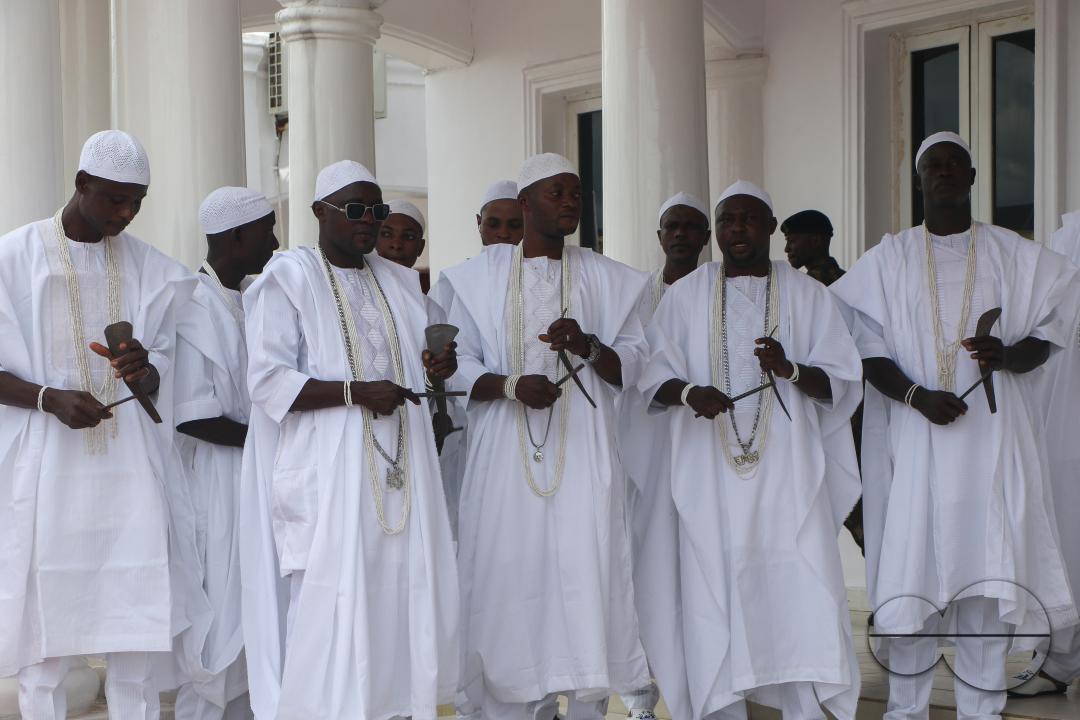 People gather to observe the Olojo Festival celebration at Ile-Ife, in Osun state