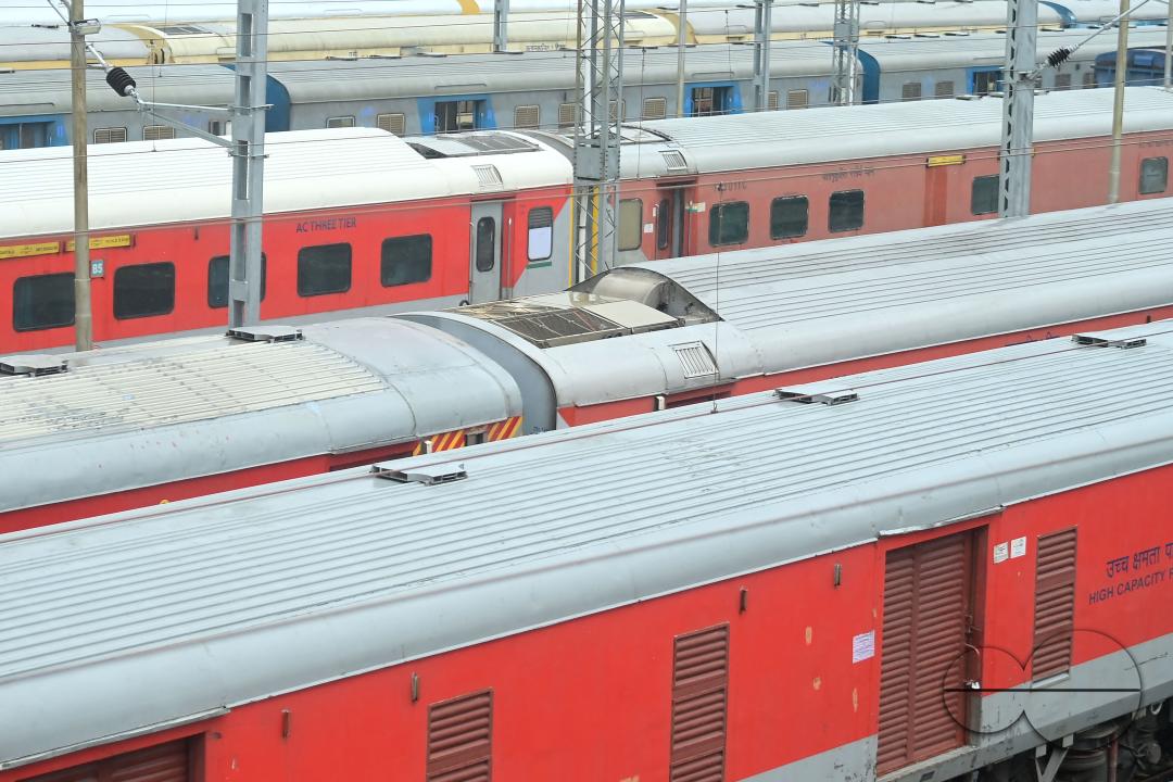 Cancelled Interstate trains stationed at the railway station due to Cyclone Remal in Agartala