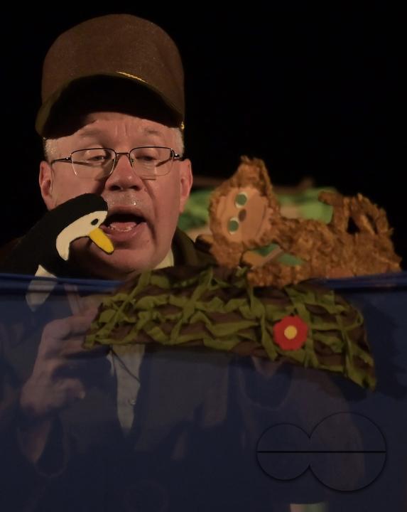 American puppeteer performs with puppets during Tripura International Puppet Utsav 2024 organized by Tripura Puppet Theatre to celebrate 50 years of puppetry excellence