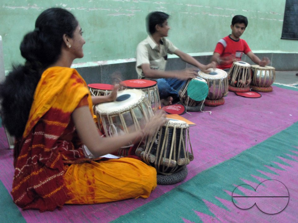 INDIA.Musicians rehearsing at a film studio set in Mumbai.