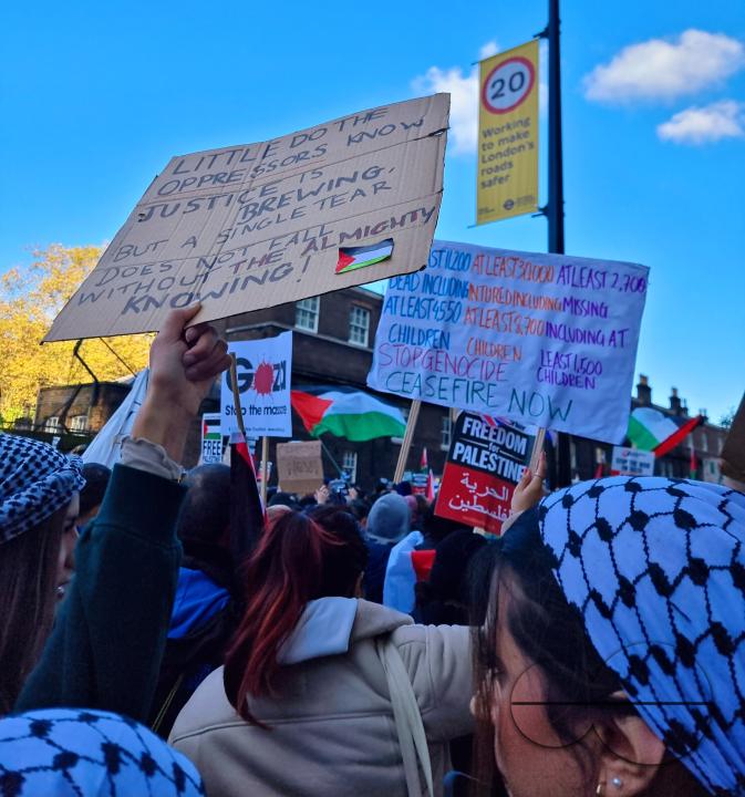 Over 300,000 Pro-Palestinians marched from Hyde Park to the USA embassy in London, on the afternoon of 11th November 2023, protesting against the war and urging an immediateÂ ceasefire