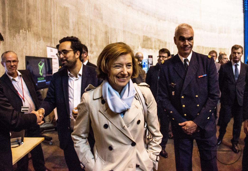 Florence Parly - Minister of Armed Forces, and Mounir Mahjoubi - Secretary of State for Digital, at the Directorate General of Armaments - Information Management (DGA - MI), the French Government Defense procurement and technology agency responsible for