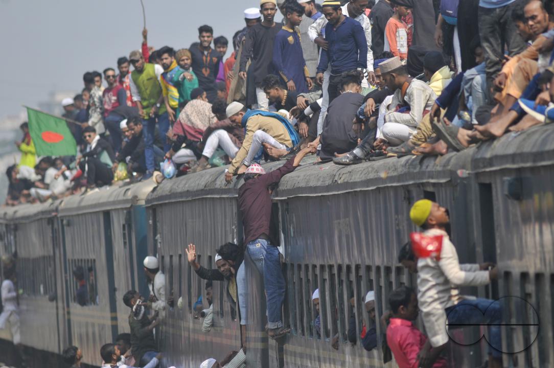 Thousands of Muslim devotees are returning home on an overcrowded train after attending the final prayer of Bishwa Ijtema 2nd phase, which is considered the world's second-largest Muslim gathering after Hajj in Mecca