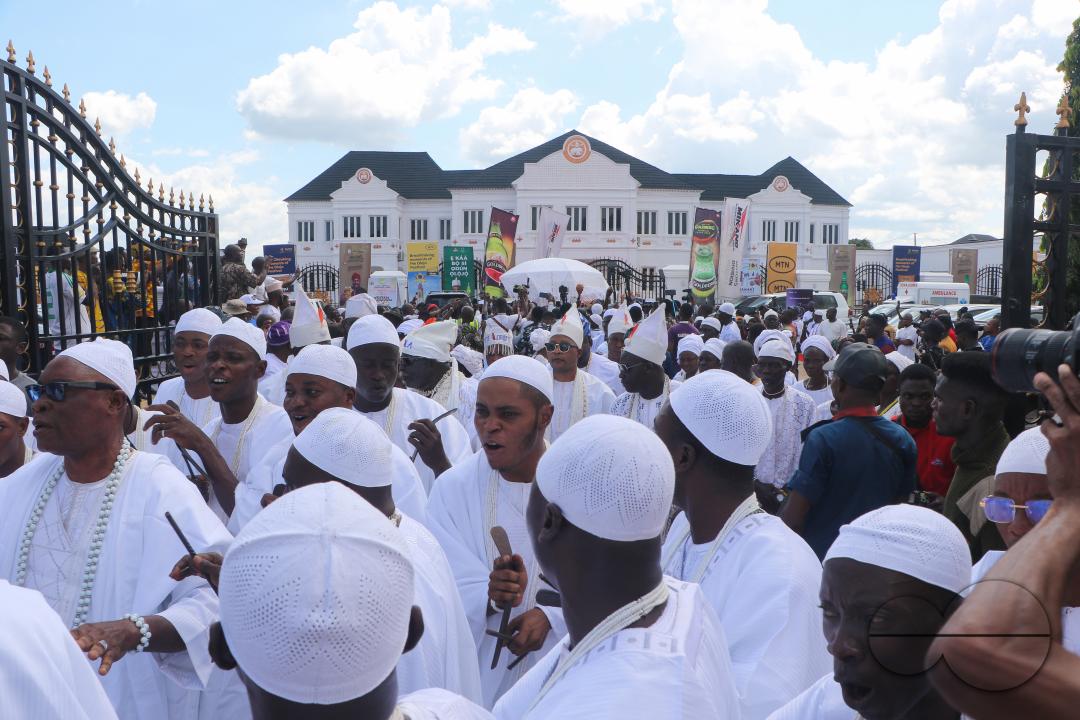 People gather to observe the Olojo Festival celebration at Ile-Ife, in Osun state