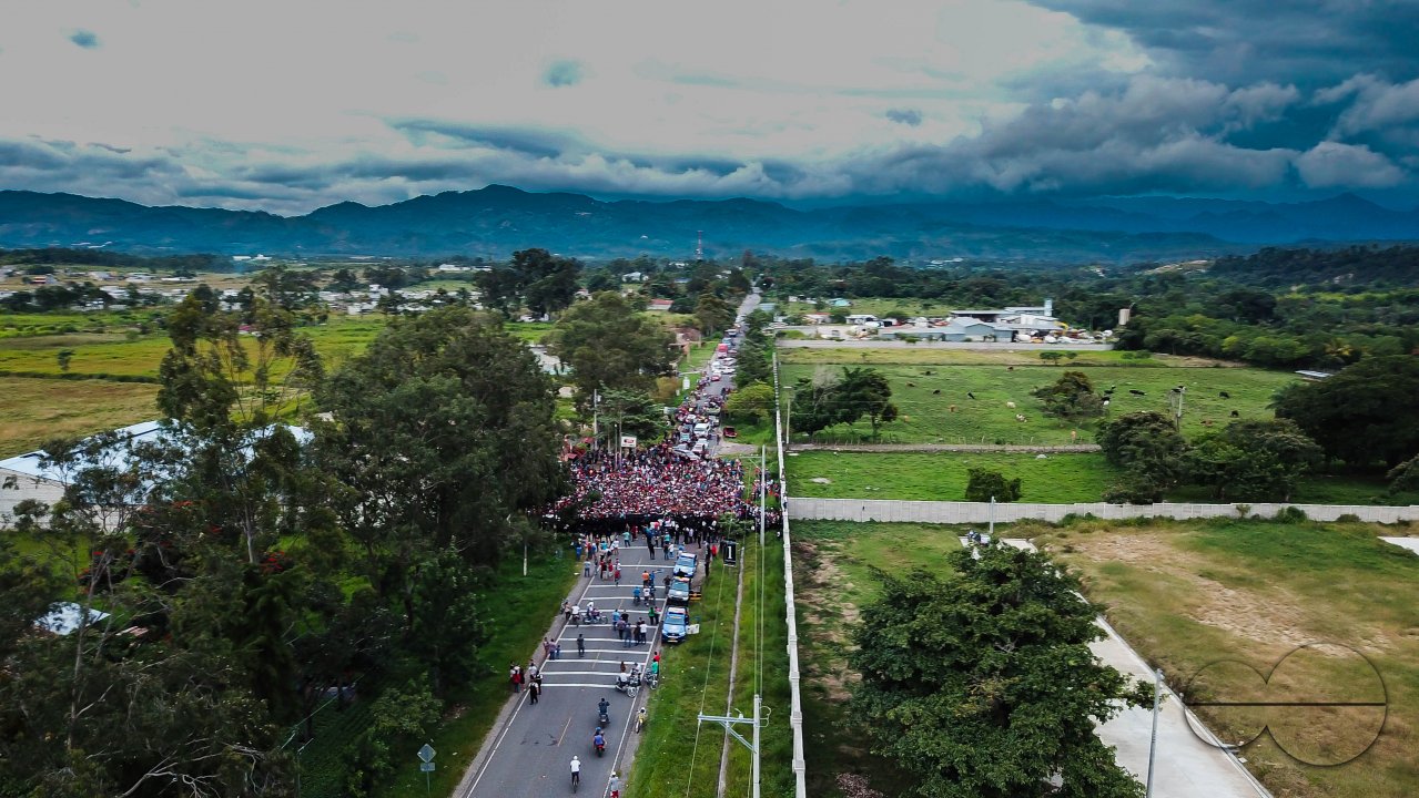 Migrant Caravan from Honduras from Above